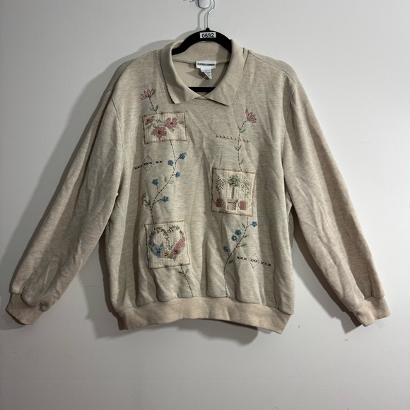 ✨ Vintage Alfred Dunner Embroidered Polo Collar Sweatshirt Top, Women’s XL - Picture 1 of 4